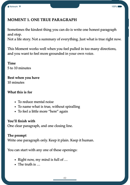 Screen of a digital device displaying a writing prompt on a white background