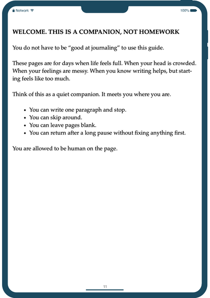 Phone screen displaying a journaling guide on a white background