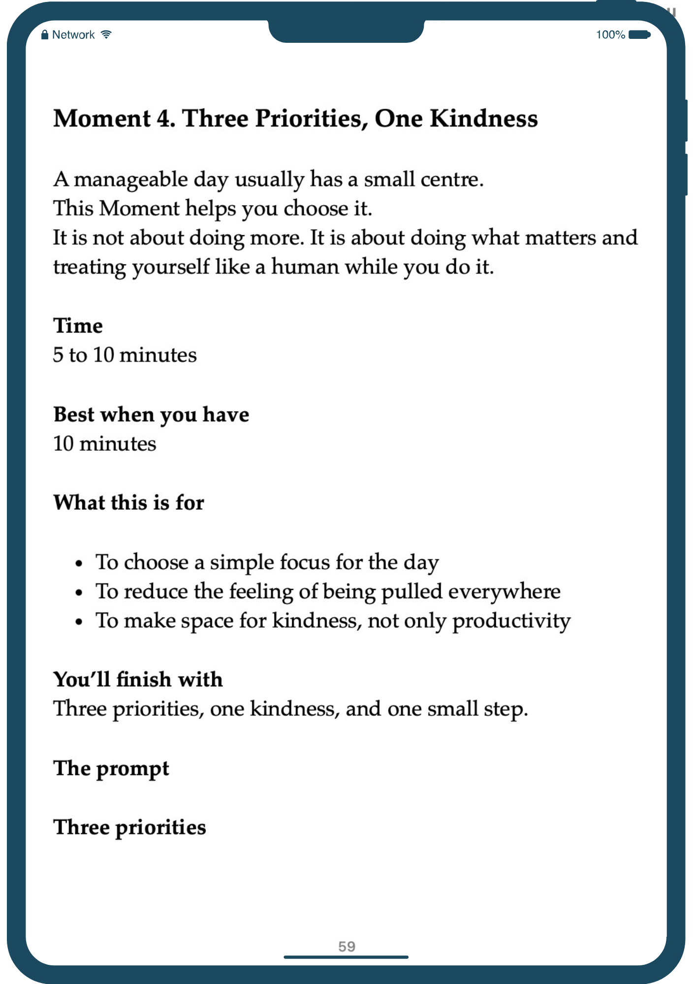 Three Priorities, One Kindness' in journaling