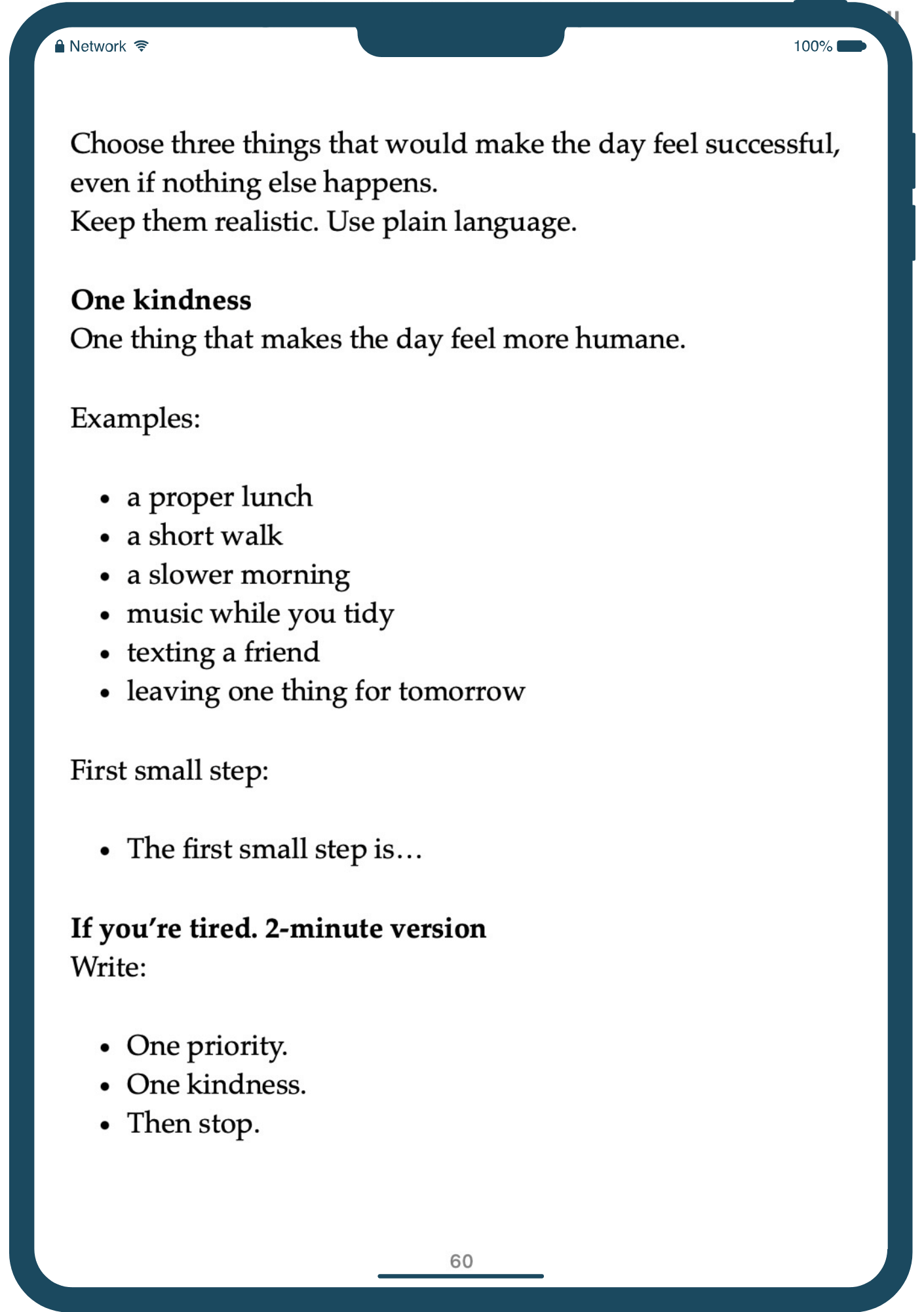 journaling and exercise on making the day feel successful.