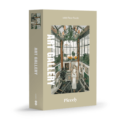 Pacemaker puzzle box with 'Art Gallery' design on a stand