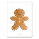 A vertical rectangular art print featuring a cute gingerbread man illustration on a white background, with small gold stars and the text 'PAPIRMESTIK' at the bottom.