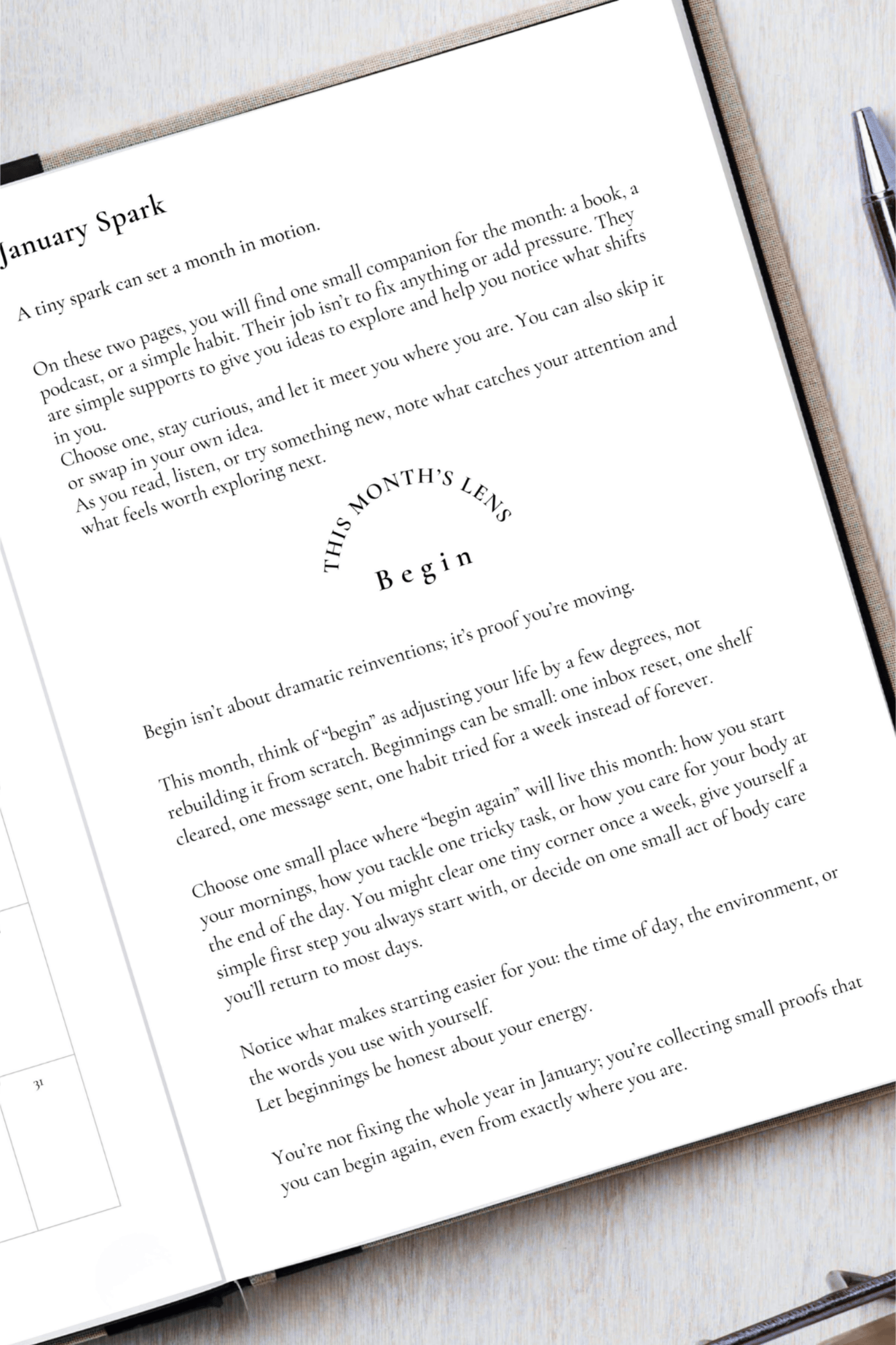 Planner January Spark page