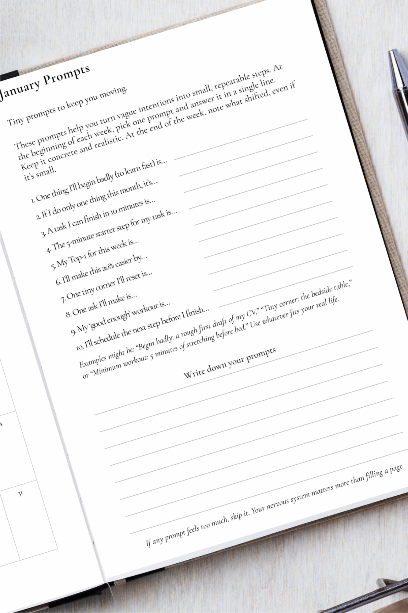 2026 notebook with prompts for guided journaling