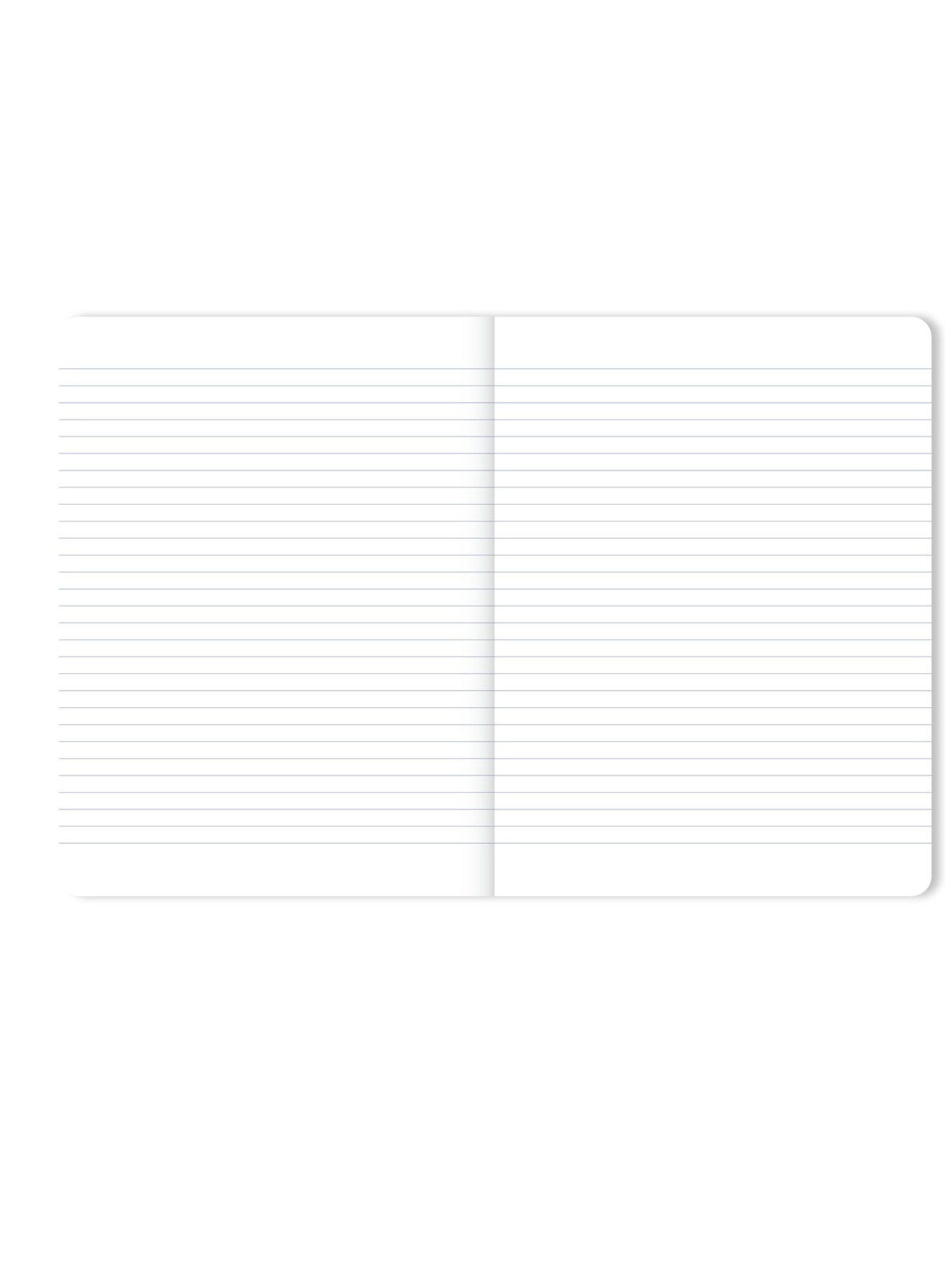 An open lined notebook or planner with blank white pages, shown against a plain white background.