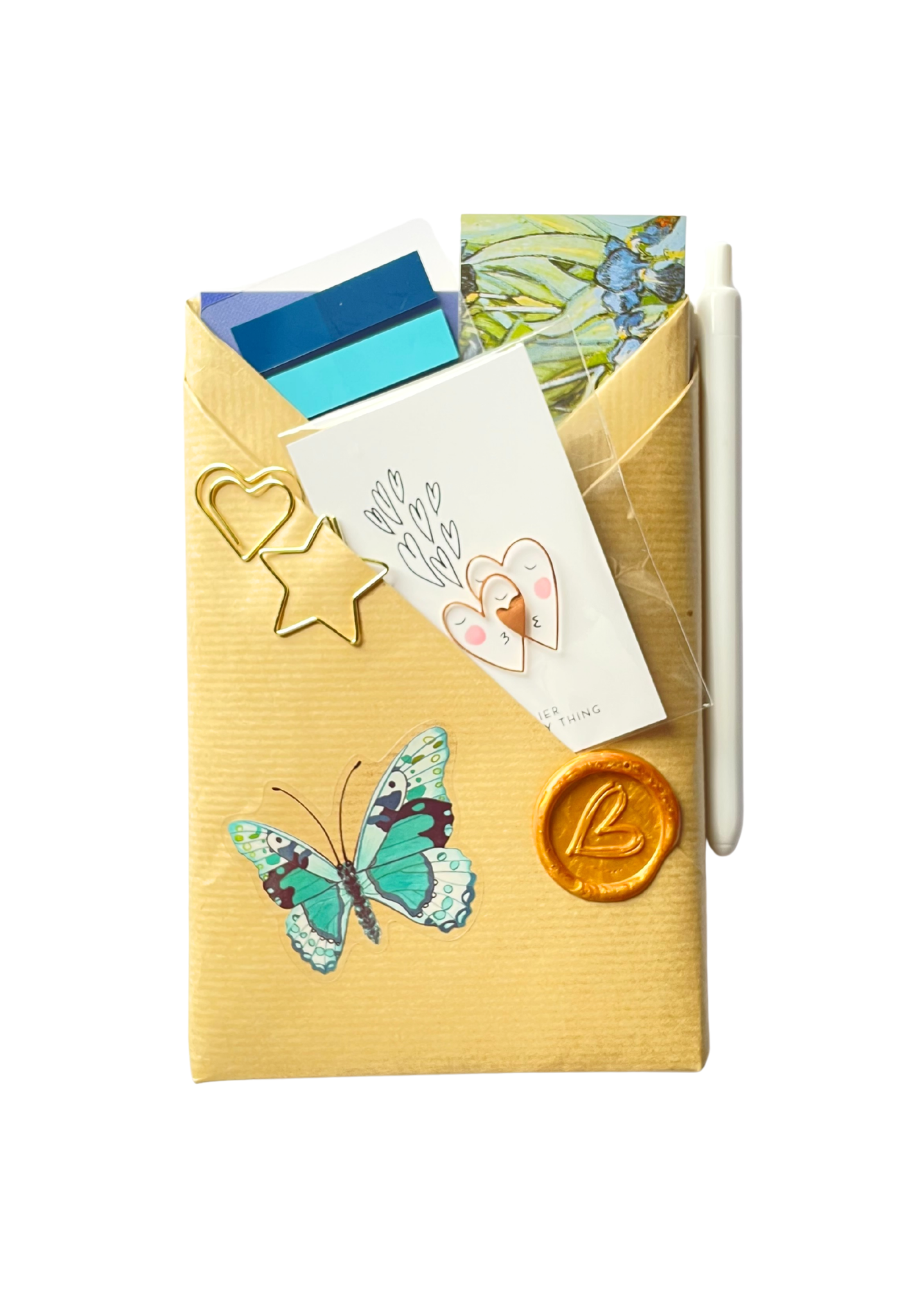 The Wrapped Notepad Edition + Heart Brass Pin - Blue Lined