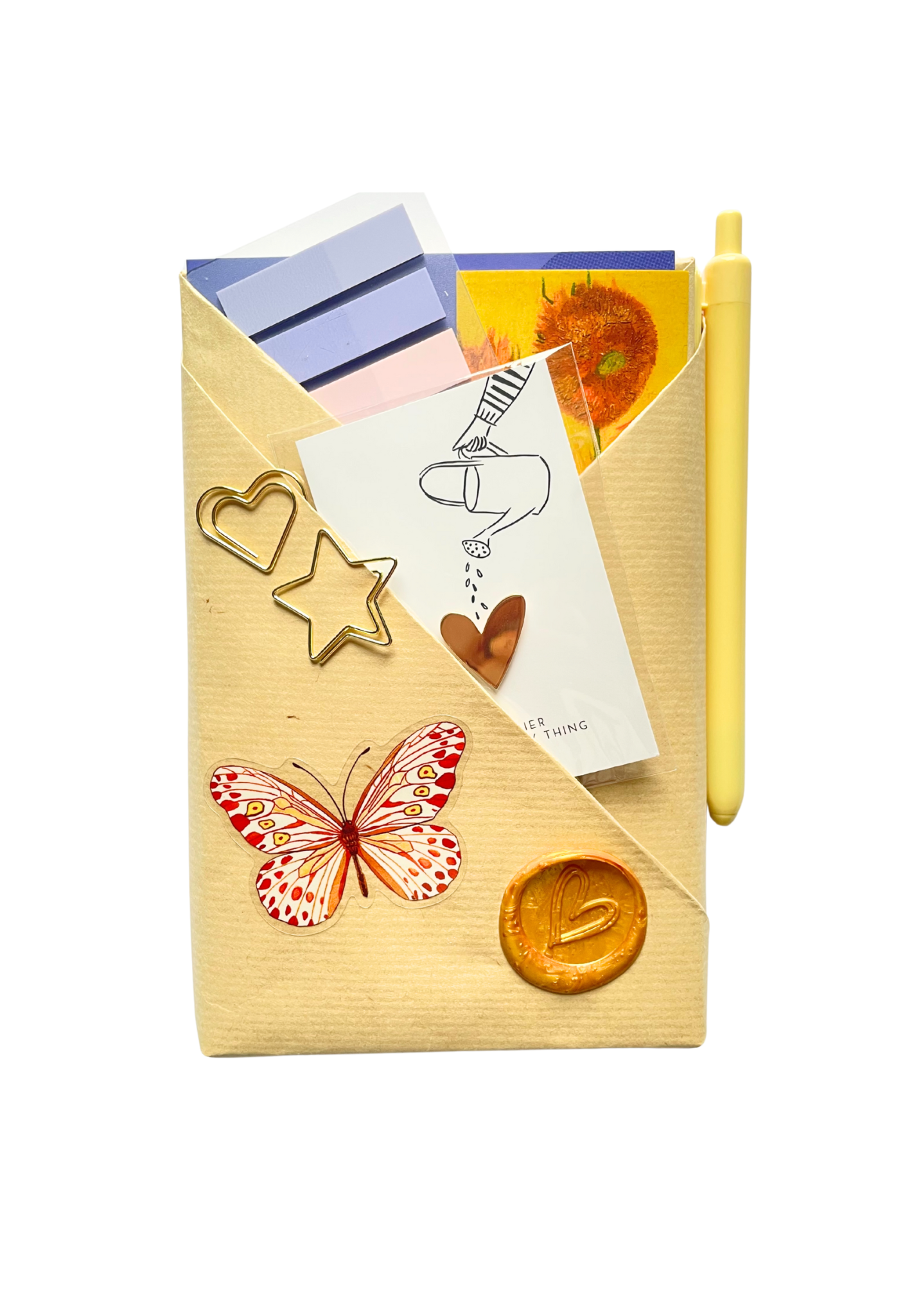 The Wrapped Notepad Edition  + Heart Brass Pin | Flower