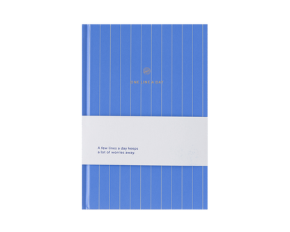 Blue notebook with white grid pattern on a white background