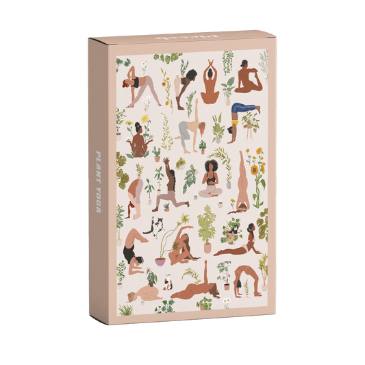 Product packaging with illustrations of people in various poses on a white background