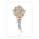 Illustration of a person holding a large bouquet of flowers with 'Papierliss' branding.