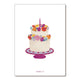 Colorful birthday cake with flowers and a candle on a white background