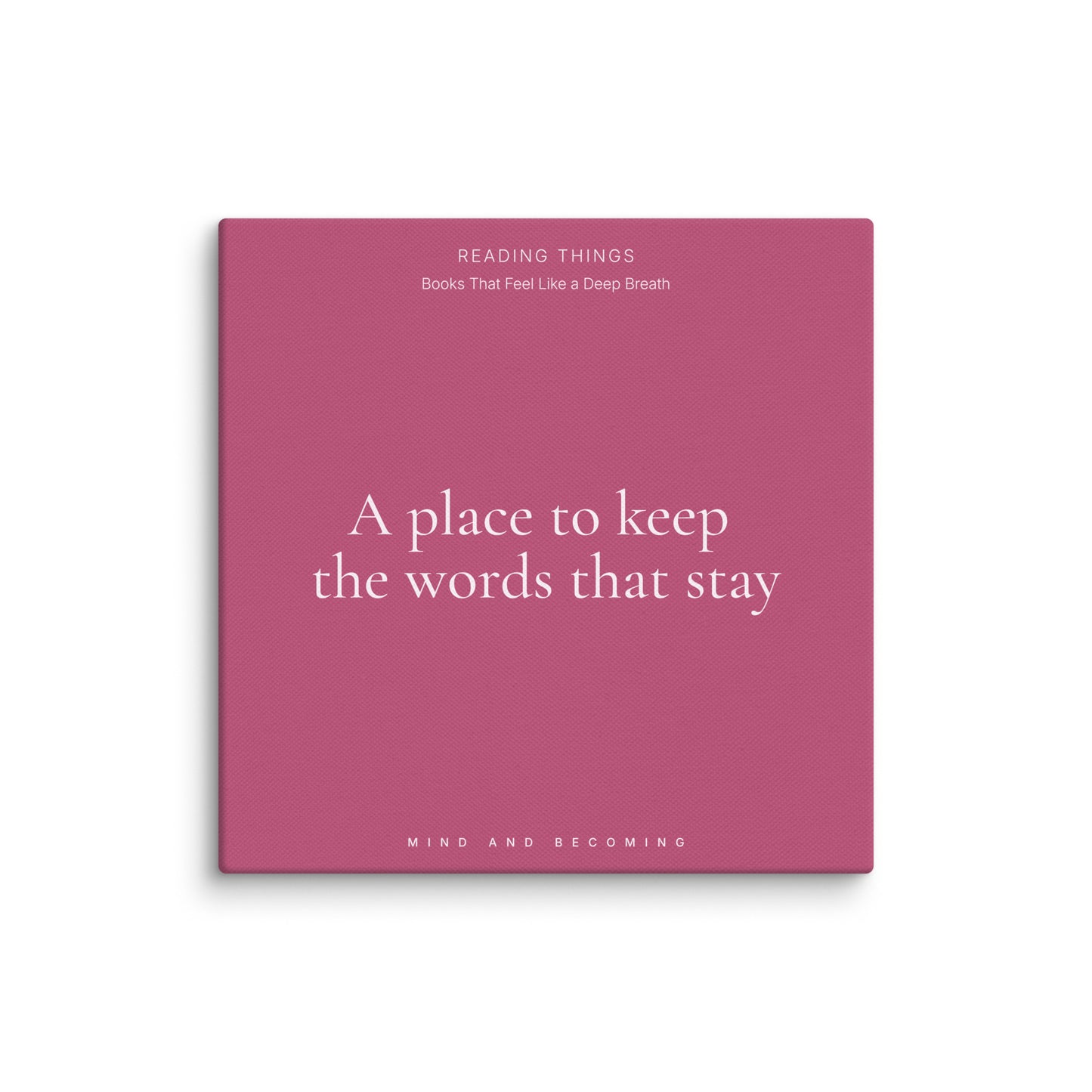 Pink book cover with white text on a white background