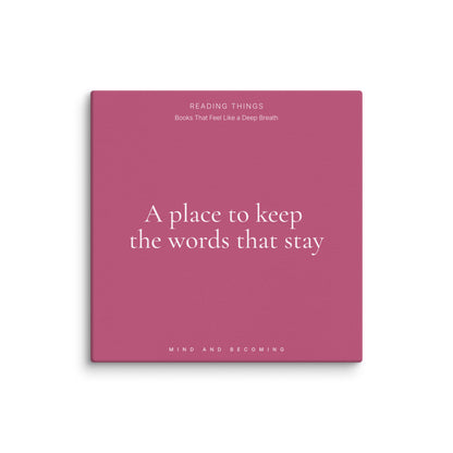 Pink book cover with white text on a white background