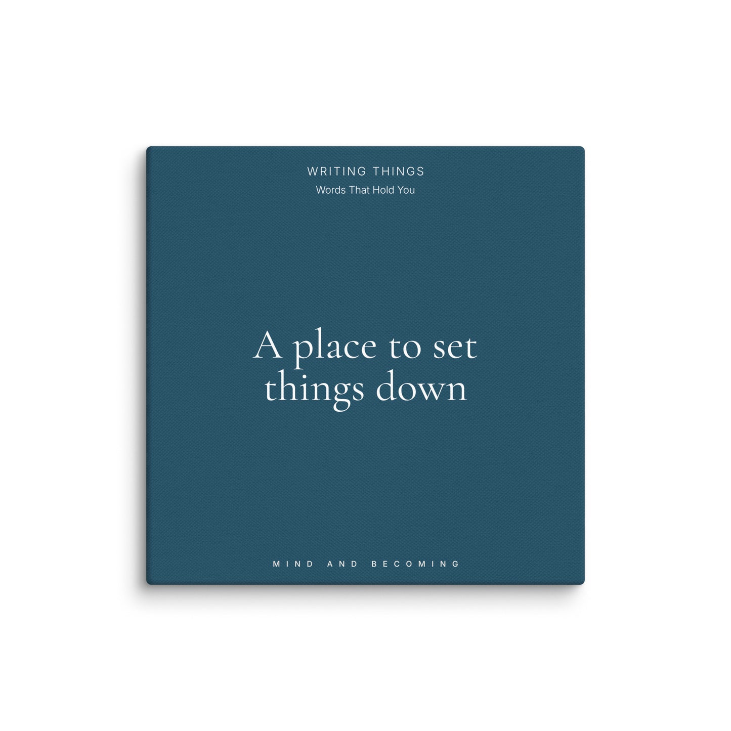 Blue book cover with white text on a white background