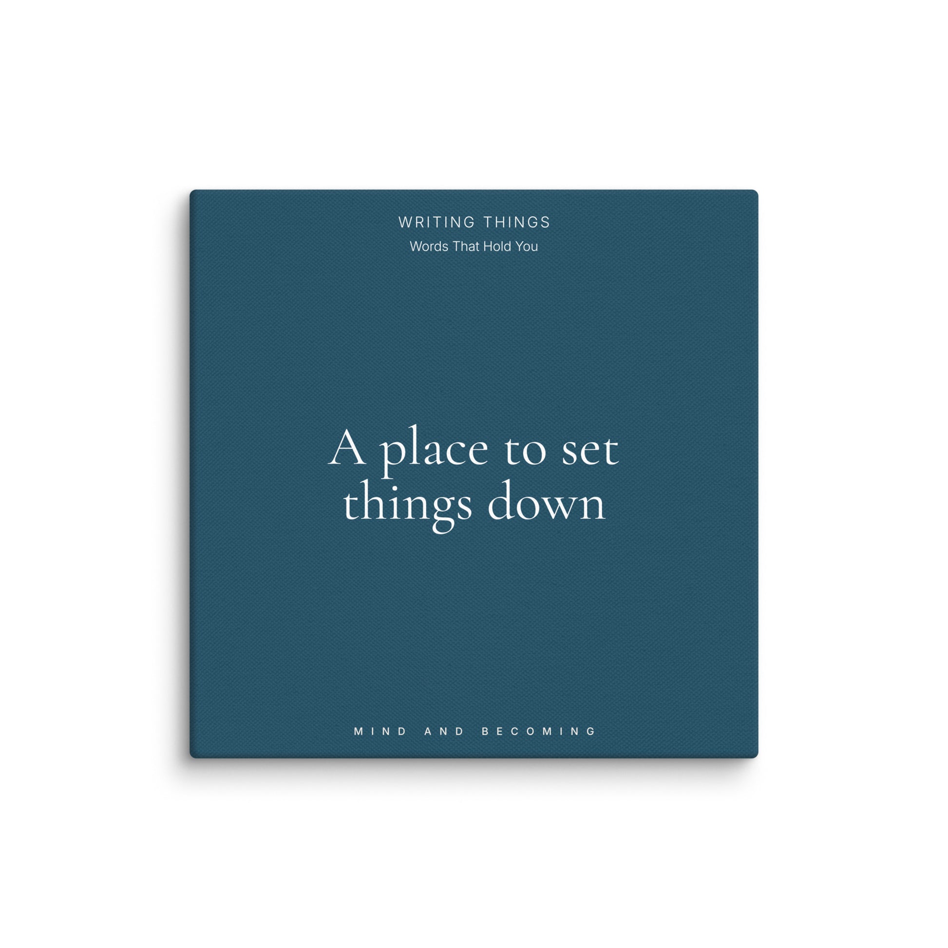 Blue book cover with white text on a white background