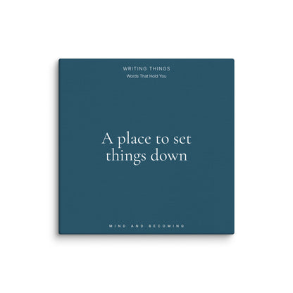 Blue book cover with white text on a white background