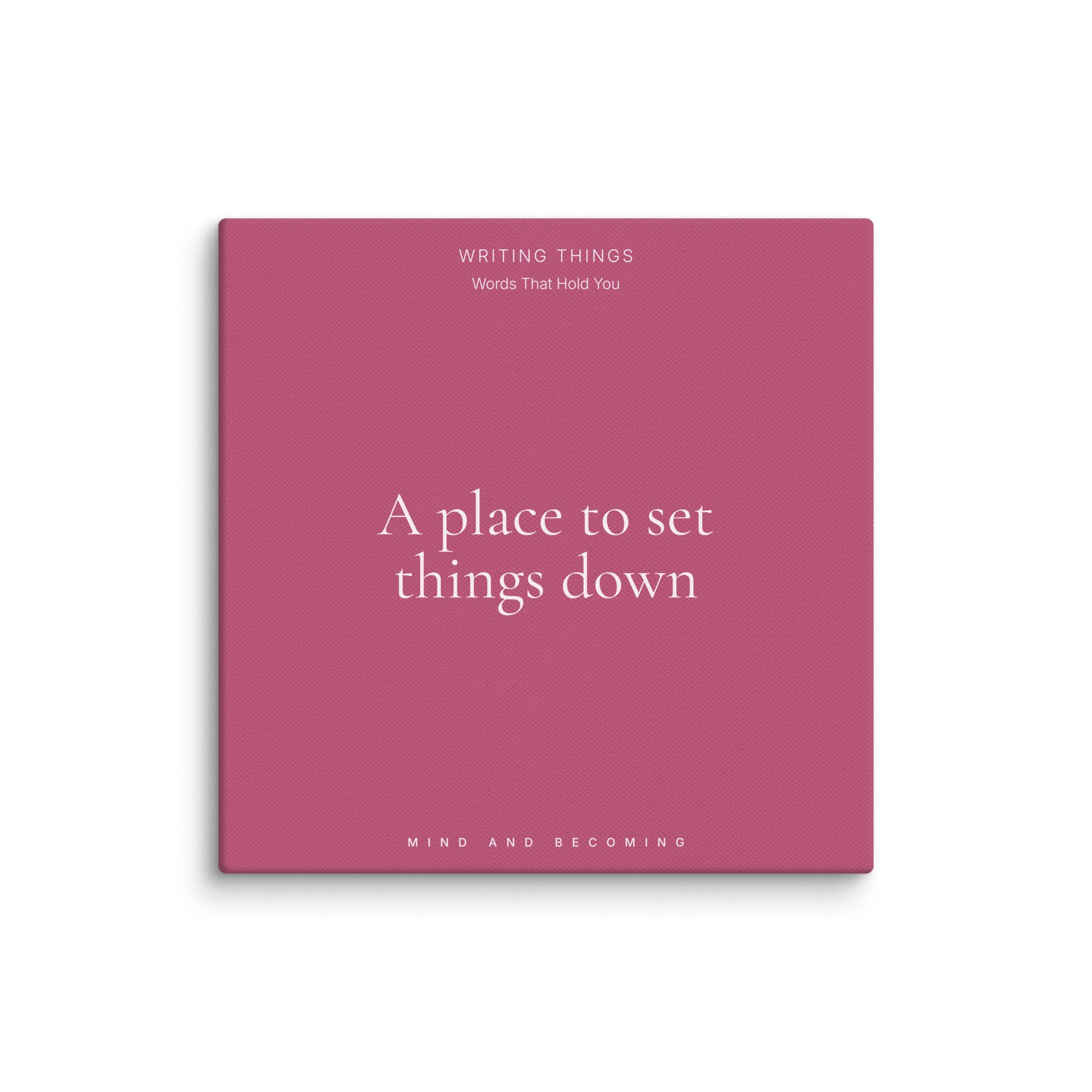 Pink book cover with white text on a white background