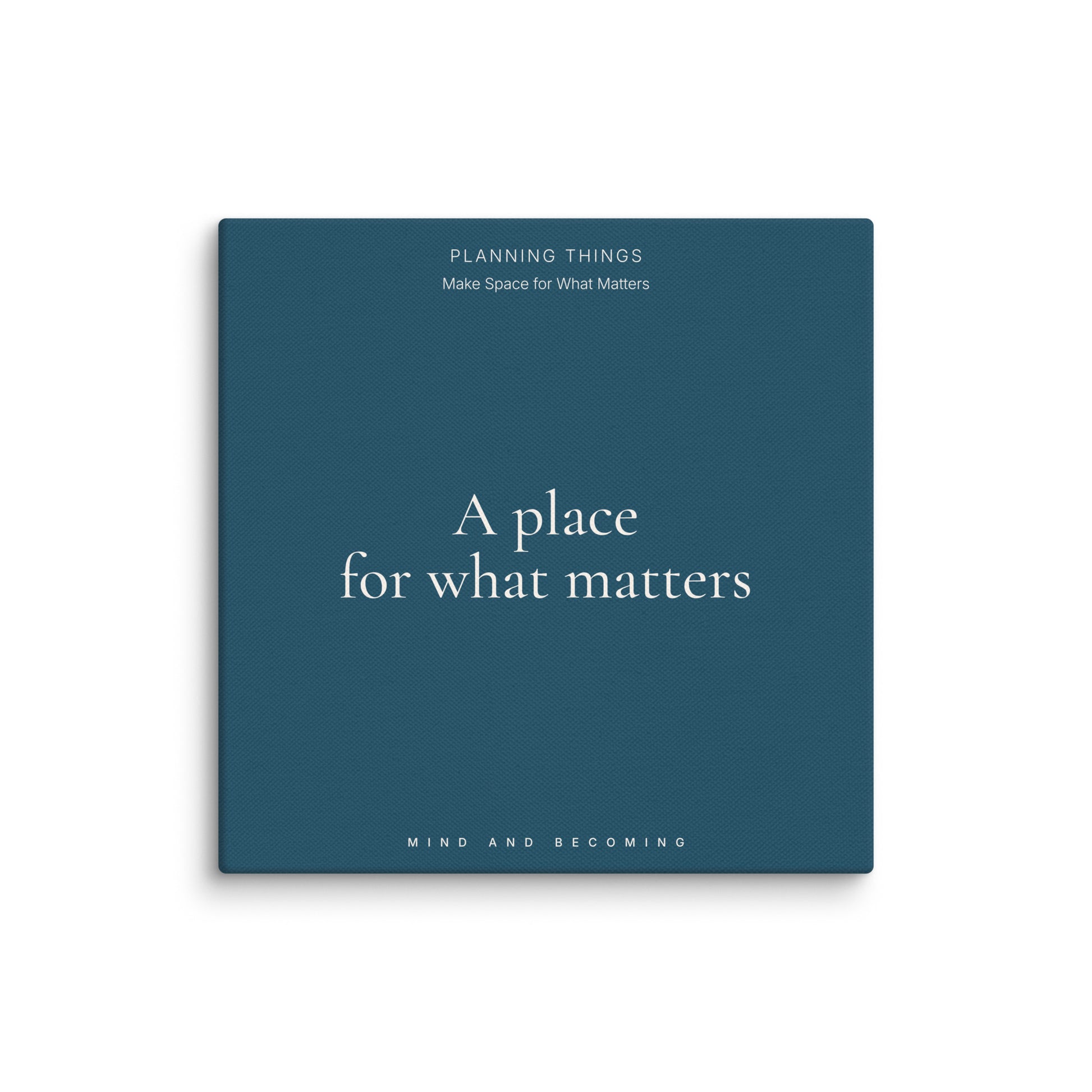 Blue book cover with text on a white background