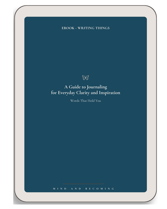 Ebook cover with title 'A Guide to Journaling for Everyday Clarity and Inspiration'