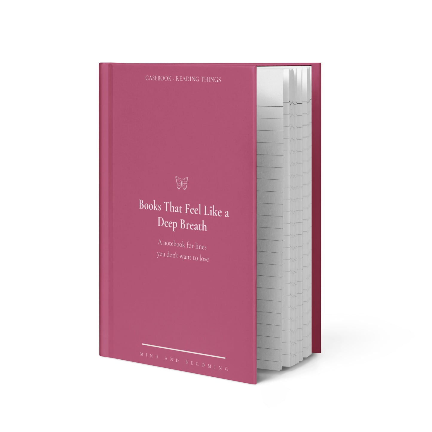 Book titled 'Books That Feel Like a Deep Breath' on a white background