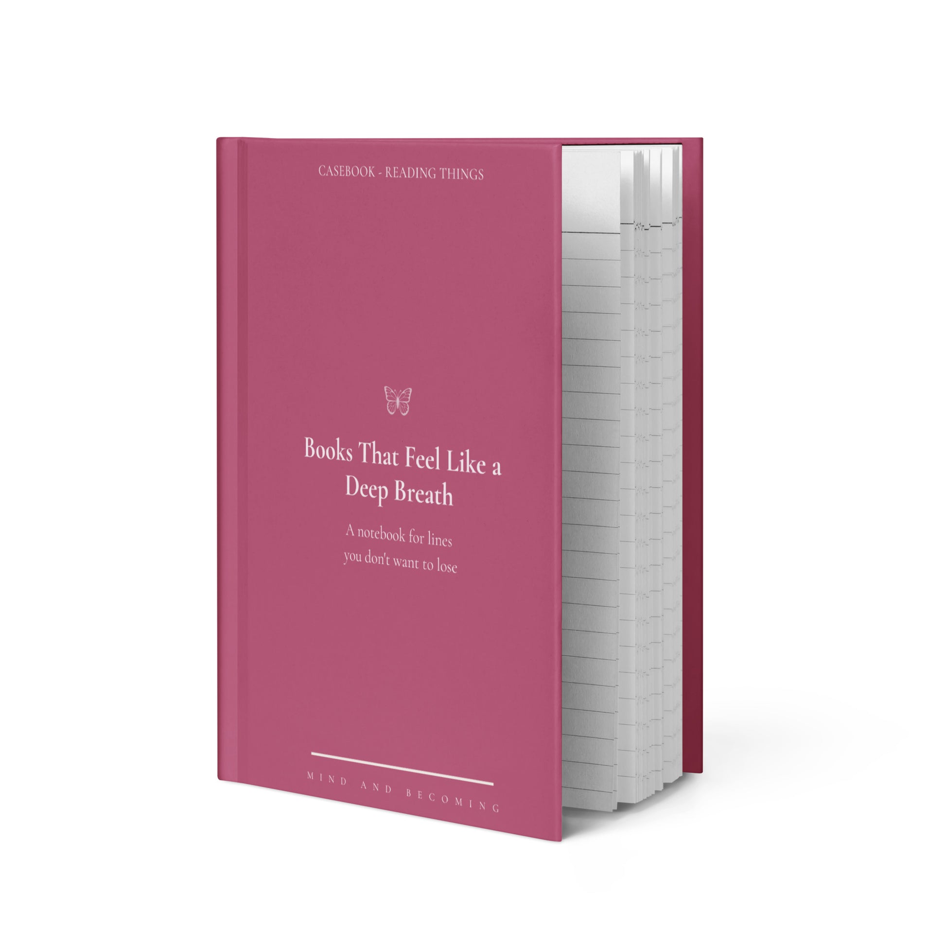 Book titled 'Books That Feel Like a Deep Breath' on a white background