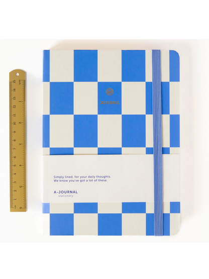 A white and light blue hardcover notebook 