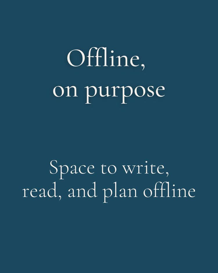 Text 'A Return to offline: Space to write, read, and plan offline' on a white background