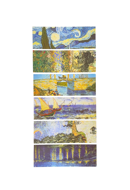 Collage of five famous artworks by Vincent van Gogh on a white background