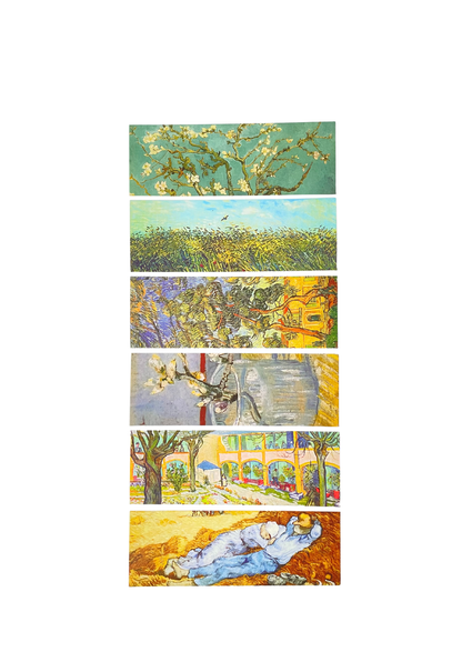 Collage of various Van Gogh paintings on a white background